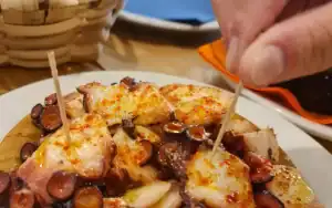 Plato de Pulpo en restaurante pulpería Aurora en Lug